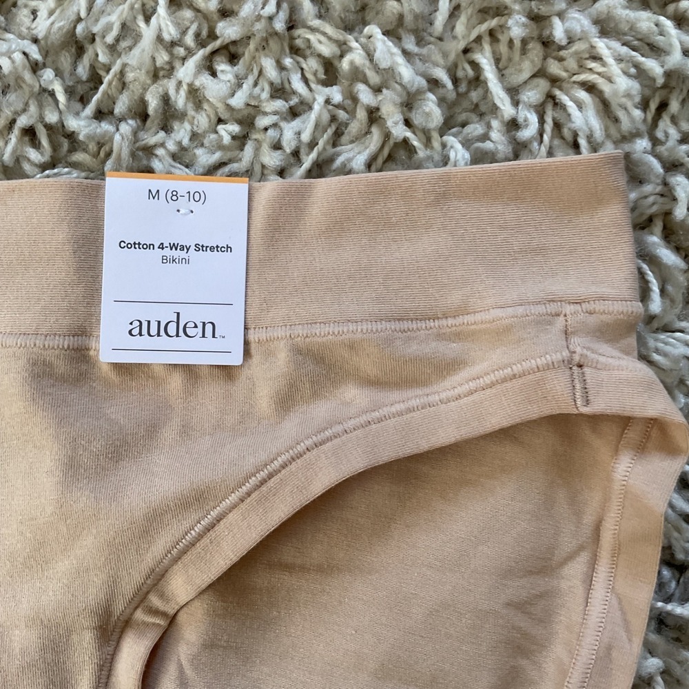 Auden Womens Cotton 4-Way Stretch Bikini Underwear Nude Tan Size M 8-10 NWT - Picture 2 of 9